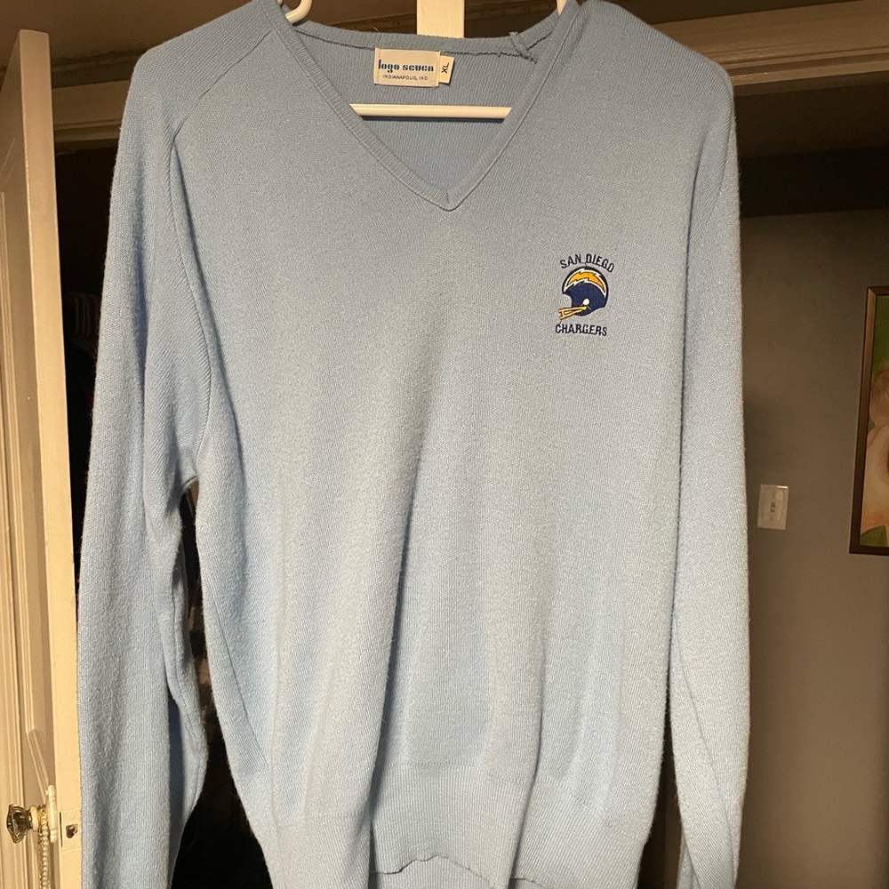 vintage san diego chargers v neck sweater size XL